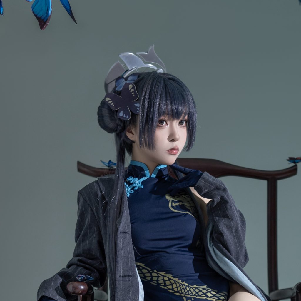 图片[3]-矢量鱼蔚蓝档案龙华妃咲cos写真｜玄龙门门主大人冷光蝶影高清图集