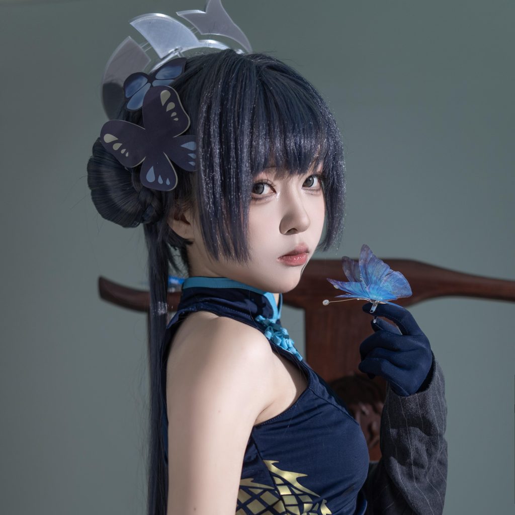 图片[4]-矢量鱼蔚蓝档案龙华妃咲cos写真｜玄龙门门主大人冷光蝶影高清图集