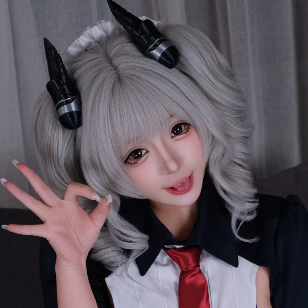 图片[4]-胡桃猫小恶魔女仆写真｜银灰双马尾黑角反差美学｜胡桃猫Kurumineko图集解析