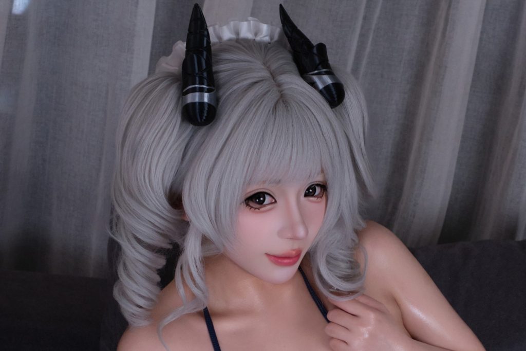 图片[5]-胡桃猫小恶魔女仆写真｜银灰双马尾黑角反差美学｜胡桃猫Kurumineko图集解析