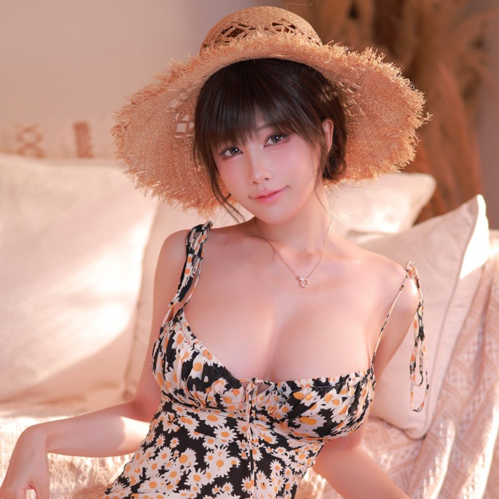 图片[4]-水淼Aqua summer dress写真｜草帽碎花夏日私房
