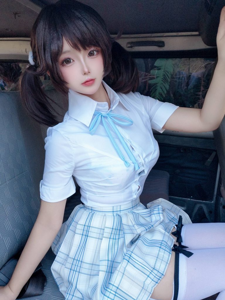图片[3]-日奈娇JK女高写真｜蓝白制服×面包车公路感清爽合集