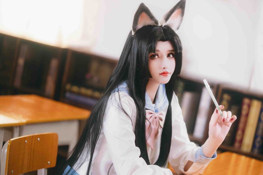 图片[2]-鹿八岁《给胡桃的小小惩罚》写真赏析：土御门胡桃教室主题高清图集解析