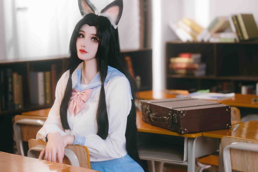 图片[7]-鹿八岁《给胡桃的小小惩罚》写真赏析：土御门胡桃教室主题高清图集解析