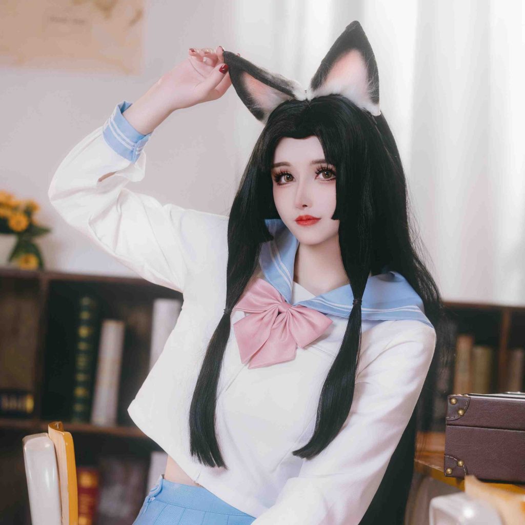 图片[4]-鹿八岁《给胡桃的小小惩罚》写真赏析：土御门胡桃教室主题高清图集解析