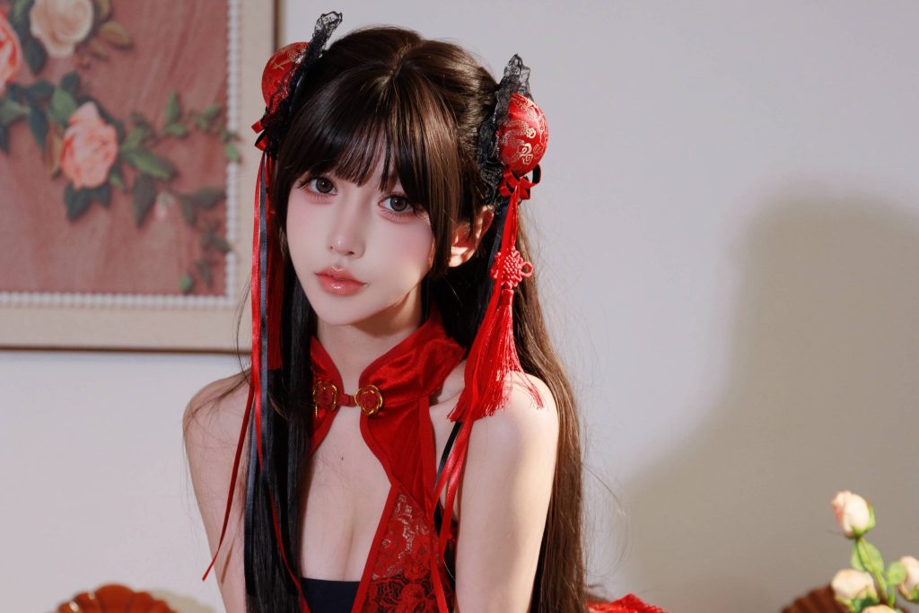 图片[7]-过期米线线喵中华娘写真赏析｜红黑国风造型解析