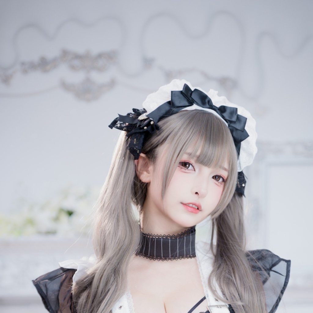 图片[3]-神楽坂真冬妄想女仆写真赏析，灰发女仆清冷棚拍作品