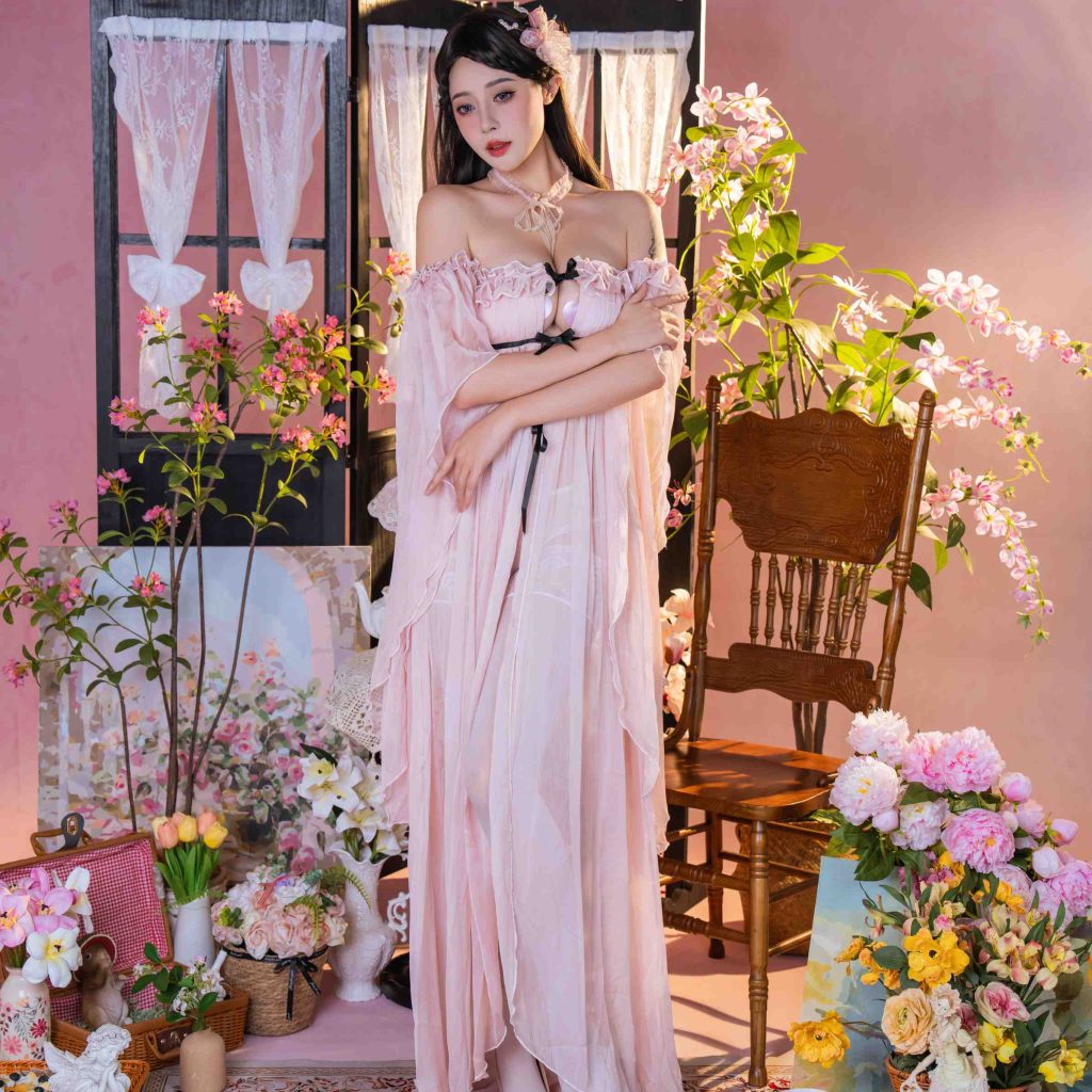 图片[5]-奈汐酱nice粉红茶事写真赏析，粉色花房茶会主题人像