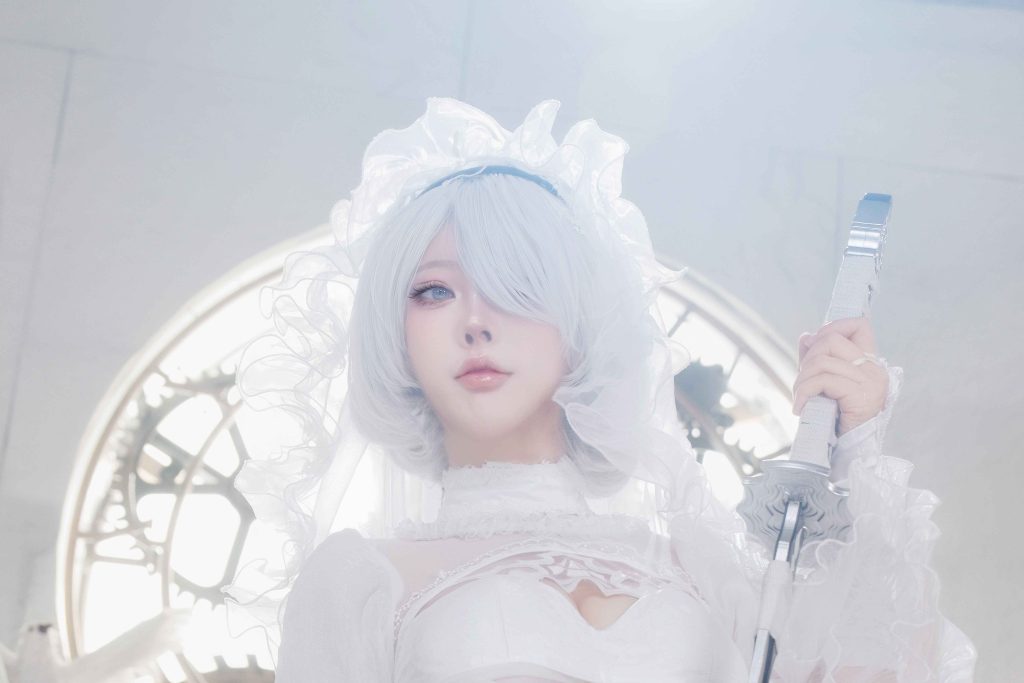 图片[7]-CatDemon你的喵崽尼尔机械纪元2B花嫁写真，白色机械新娘高清赏析
