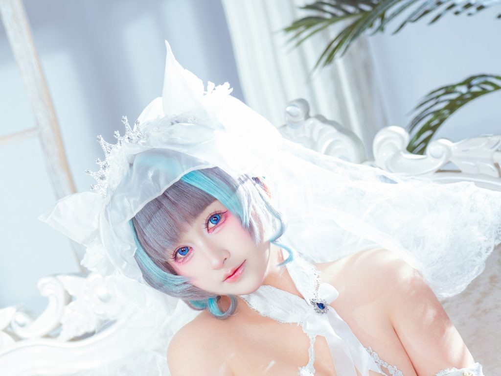 图片[5]-喵喵的喵吖柴郡婚纱写真，碧蓝航线猫系花嫁cos赏析