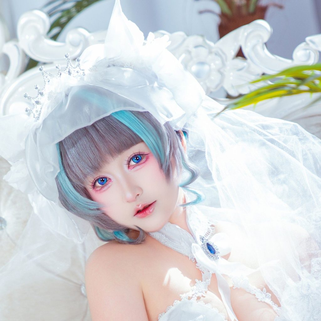 图片[3]-喵喵的喵吖柴郡婚纱写真，碧蓝航线猫系花嫁cos赏析