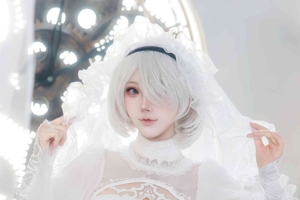 图片[3]-CatDemon你的喵崽尼尔机械纪元2B花嫁写真，白色机械新娘高清赏析