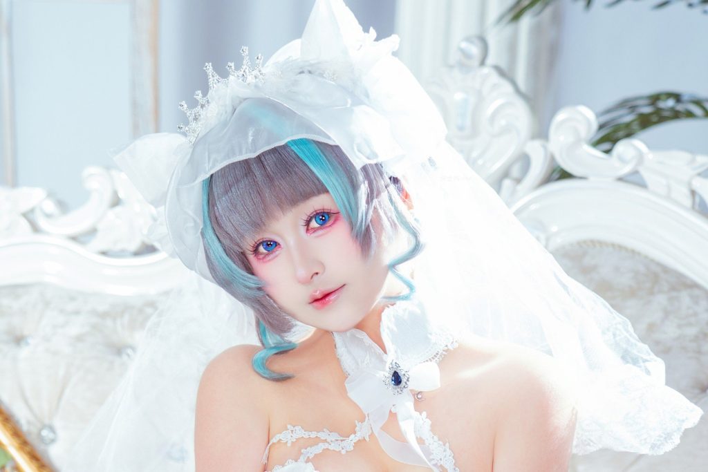 喵喵的喵吖柴郡婚纱写真，碧蓝航线猫系花嫁cos赏析