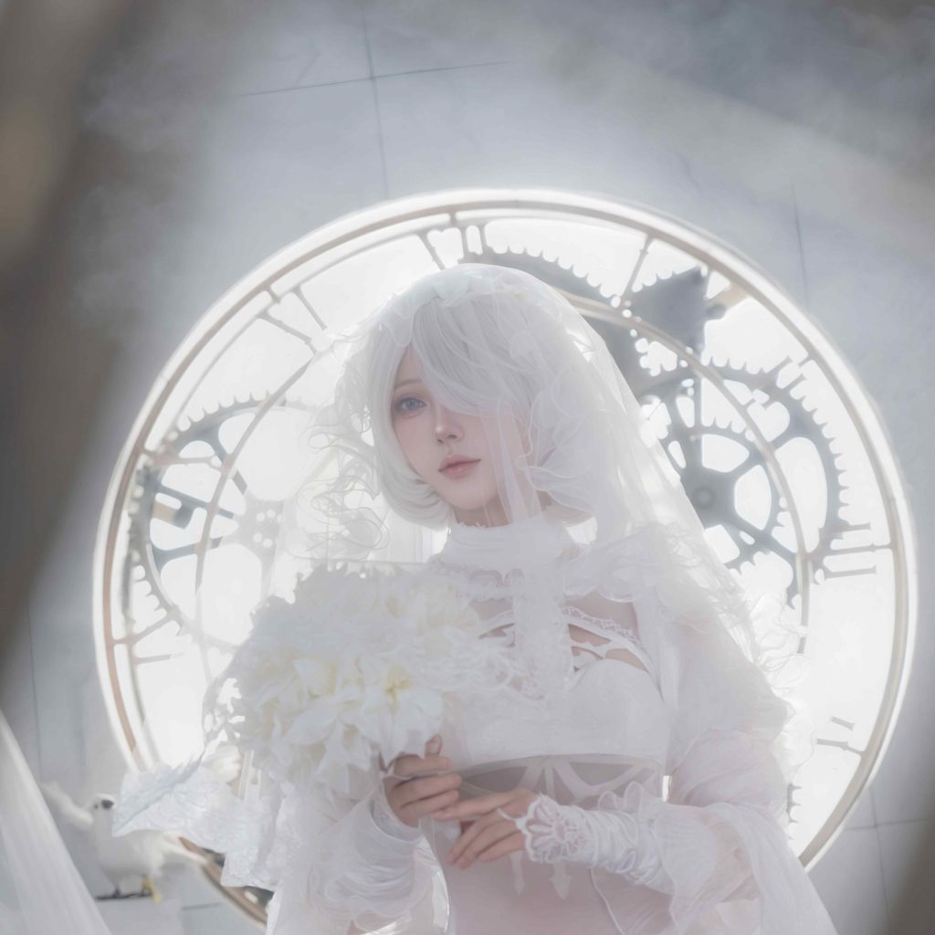图片[4]-CatDemon你的喵崽尼尔机械纪元2B花嫁写真，白色机械新娘高清赏析
