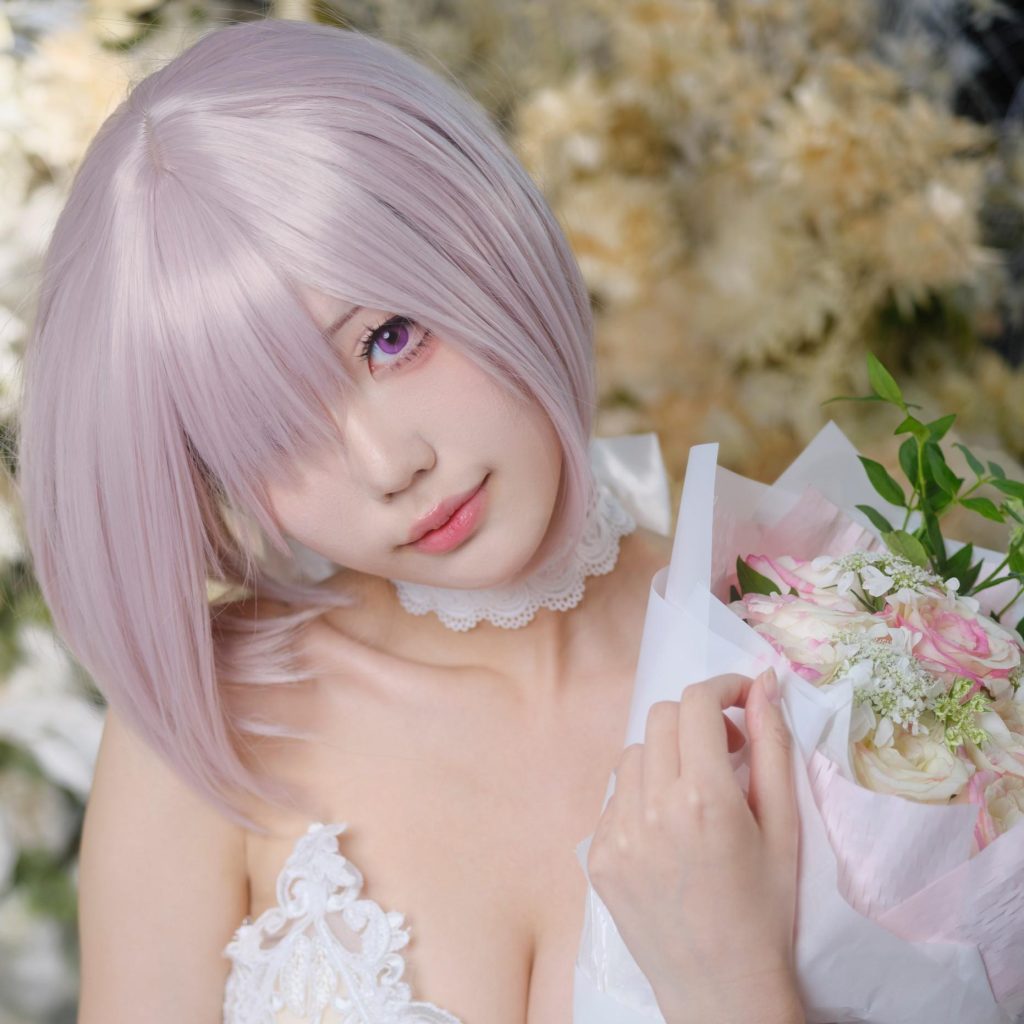图片[2]-湖里狸玛修花嫁写真解析｜FGO玛修·基列莱特月光花房白纱造型