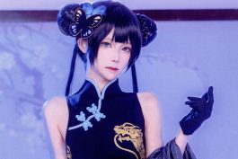 坂坂白妃咲写真赏析:蔚蓝档案龙华妃咲的冷蓝旗袍影像-绅士网