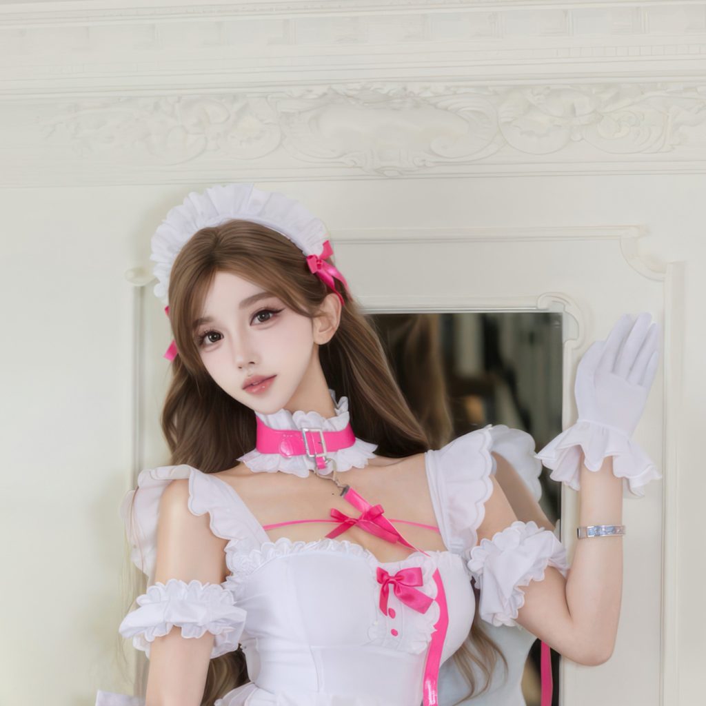 图片[2]-过期米线线喵生日限定写真下载｜白色女仆装高清图集赏析