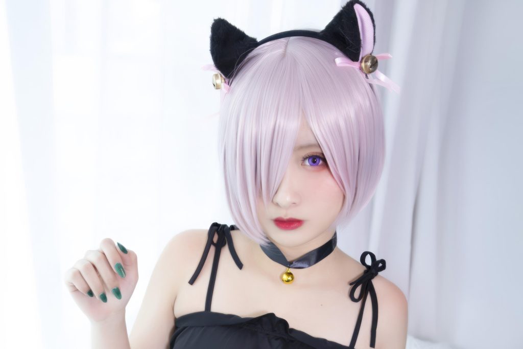 图片[4]-洛璃LoLiSAMA FGO玛修猫咪写真｜粉发猫耳学妹的白色柔光氛围