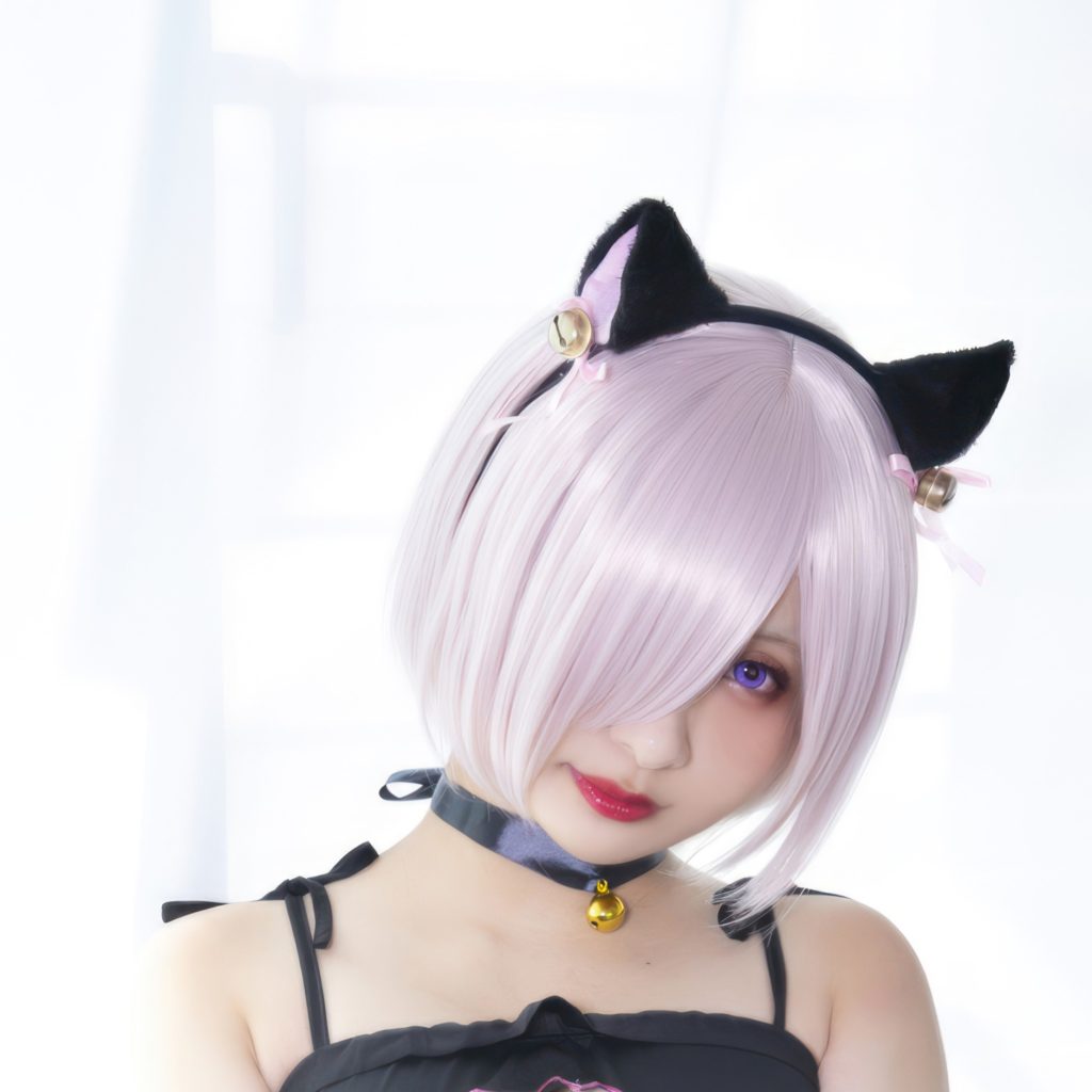 图片[2]-洛璃LoLiSAMA FGO玛修猫咪写真｜粉发猫耳学妹的白色柔光氛围