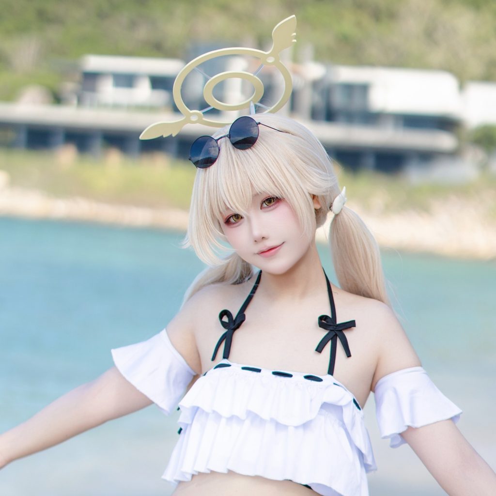 图片[5]-lunananya阿慈谷日富美泳装COS写真，蔚蓝档案夏日海边清爽还原