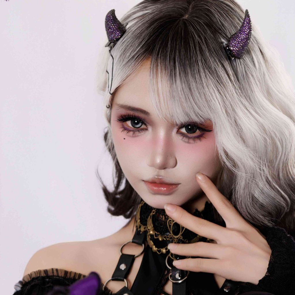 图片[3]-柒柒要乖哦魔女盛宴写真赏析｜银发魔女暗黑哥特造型摄影