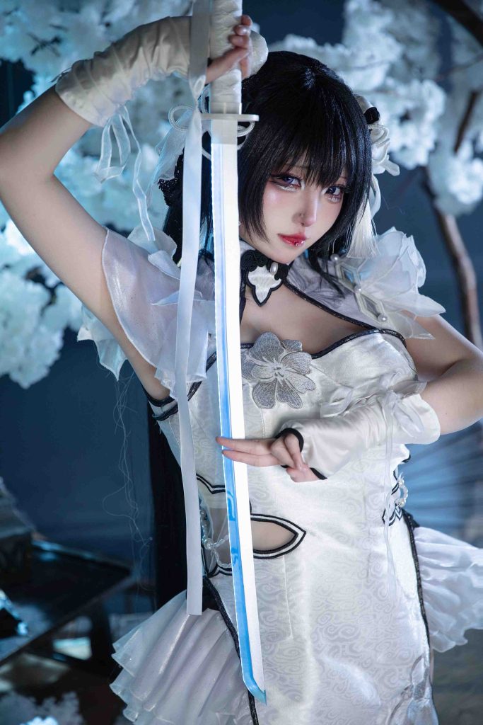 图片[3]-soso嗖嗖殷紫萍玉髓冰心Cosplay写真｜永劫无间月白旗袍造