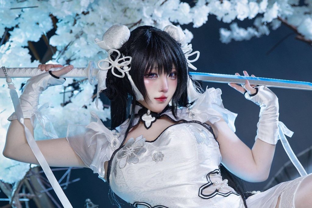 图片[8]-soso嗖嗖殷紫萍玉髓冰心Cosplay写真｜永劫无间月白旗袍造