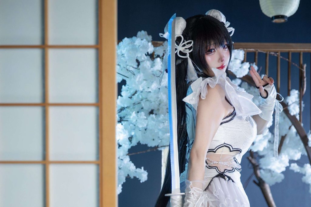 图片[9]-soso嗖嗖殷紫萍玉髓冰心Cosplay写真｜永劫无间月白旗袍造