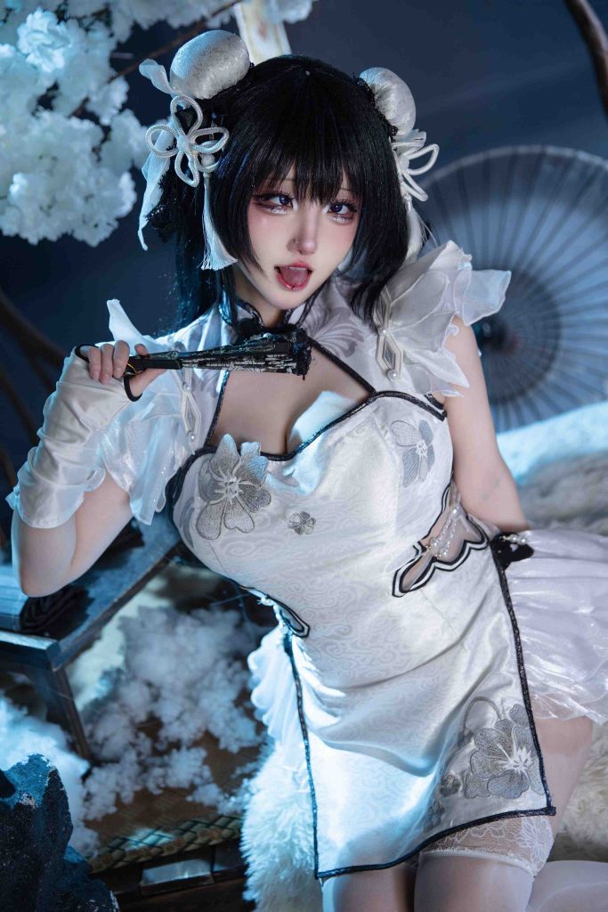 图片[2]-soso嗖嗖殷紫萍玉髓冰心Cosplay写真｜永劫无间月白旗袍造