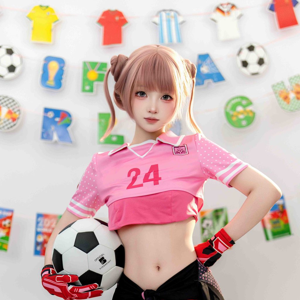 图片[3]-Bangni邦尼金牌门将写真赏析｜粉色24号球衣足球主题高清写真