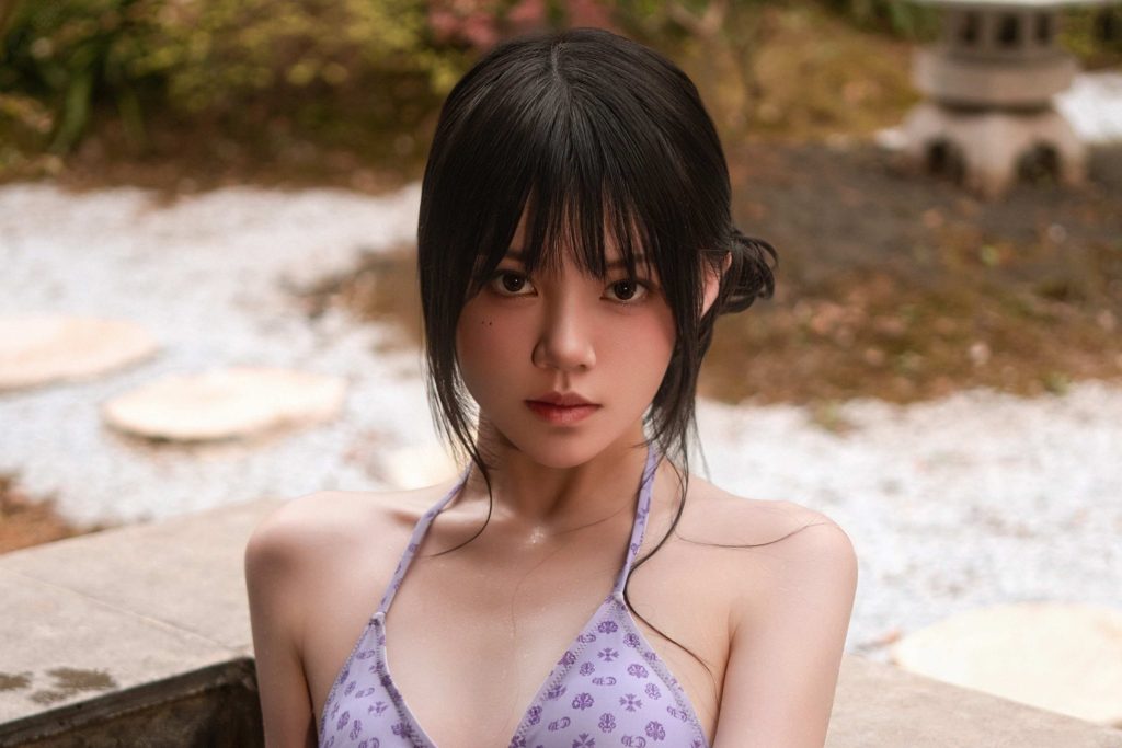 图片[5]-桜桃喵紫色韵味写真赏析｜浅紫造型与秋日庭院唯美人像