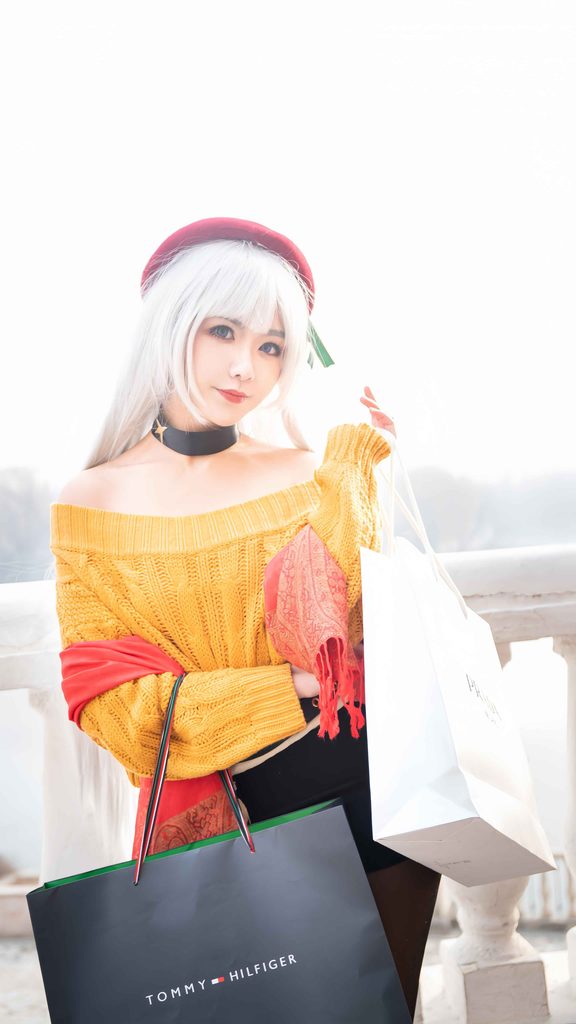 图片[5]-源纱希喵喵喵贝尔法斯特写真｜碧蓝航线女仆长的购物日Cosplay