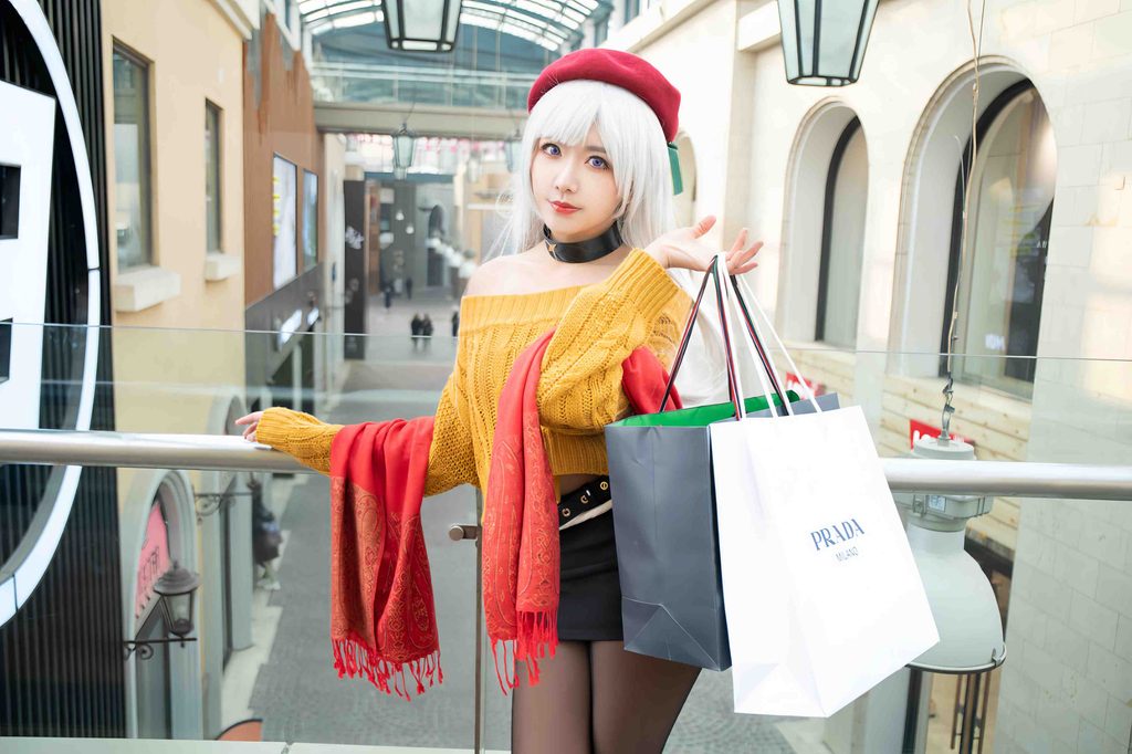 图片[4]-源纱希喵喵喵贝尔法斯特写真｜碧蓝航线女仆长的购物日Cosplay